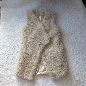 Women's Cream Faux Fur Sweater Vest